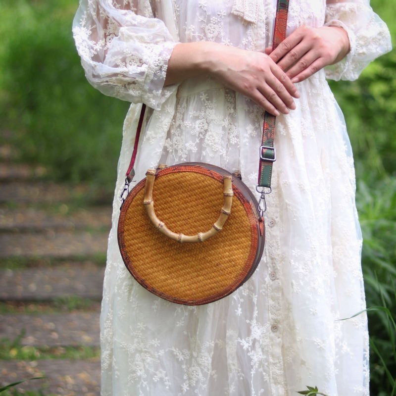 Sac à bandoulière rond en tiss - Women Bags And Purses avis et prix